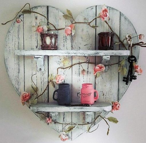 Cuore in legno shabby chic